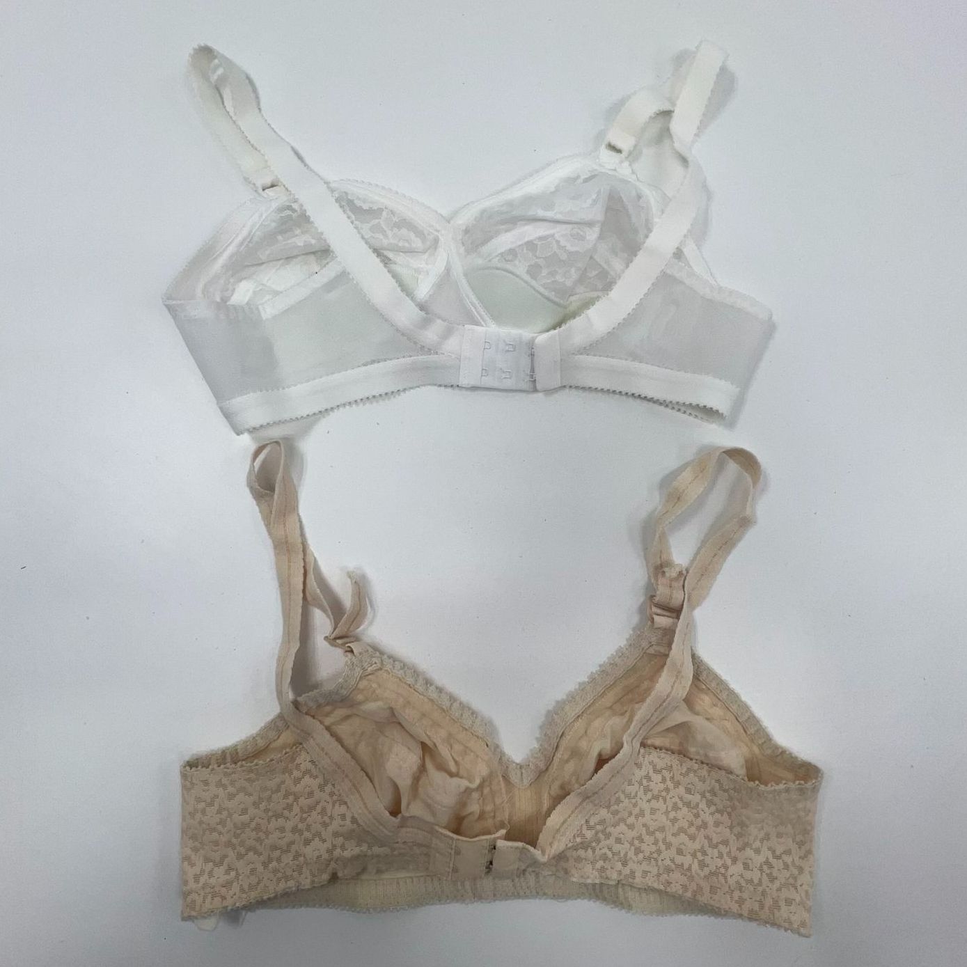 Lot of Five Vintage Lingerie Pieces Bras Slip Skirts Lace