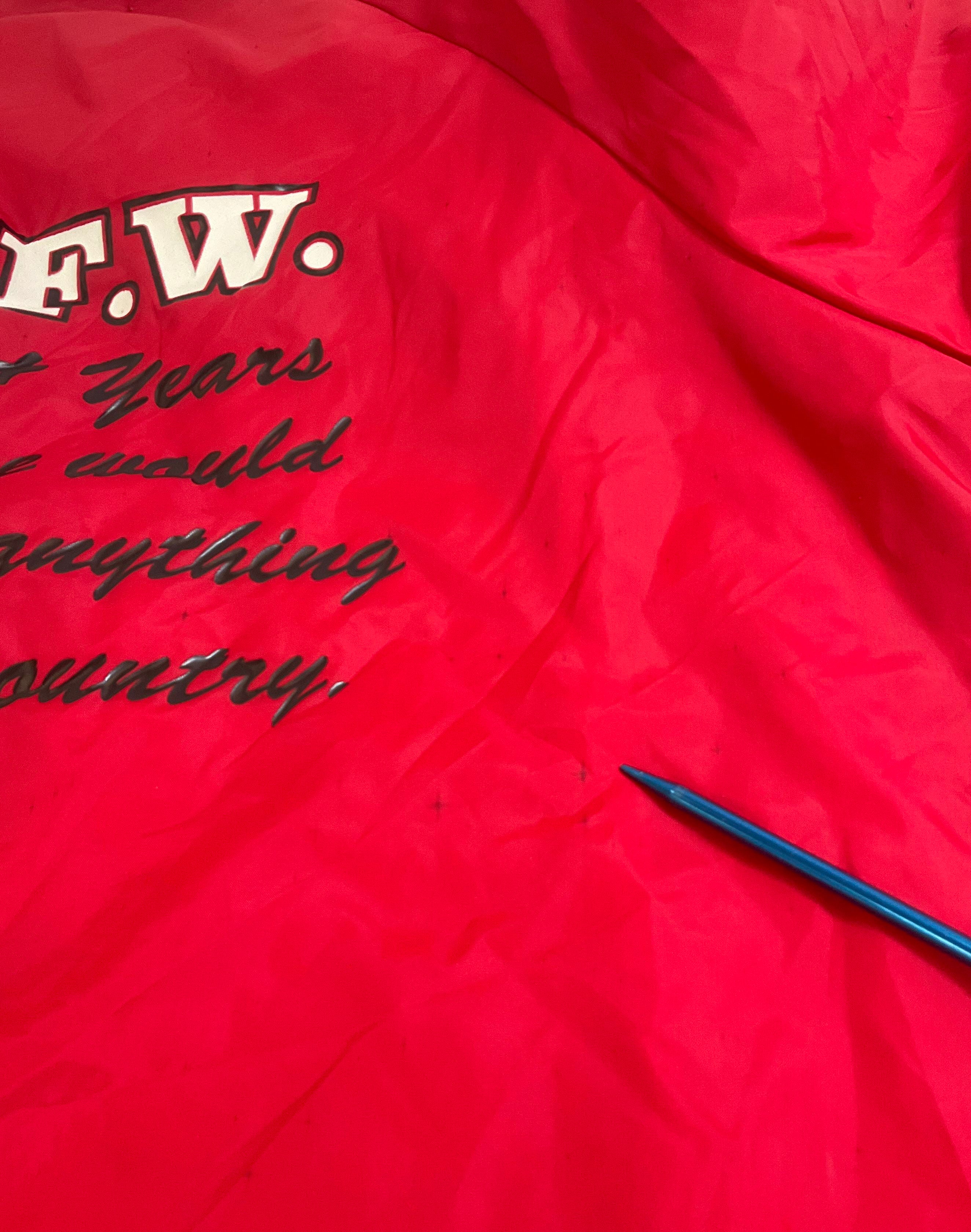 Vintage Y2K VFW POW MIA Red Nylon Coach Jacket Windbreaker Men's L