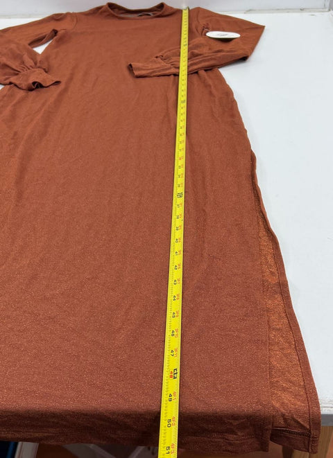 Enza Costa Copper Lurex Jersey Split Maxi Dress Women's XS NWT