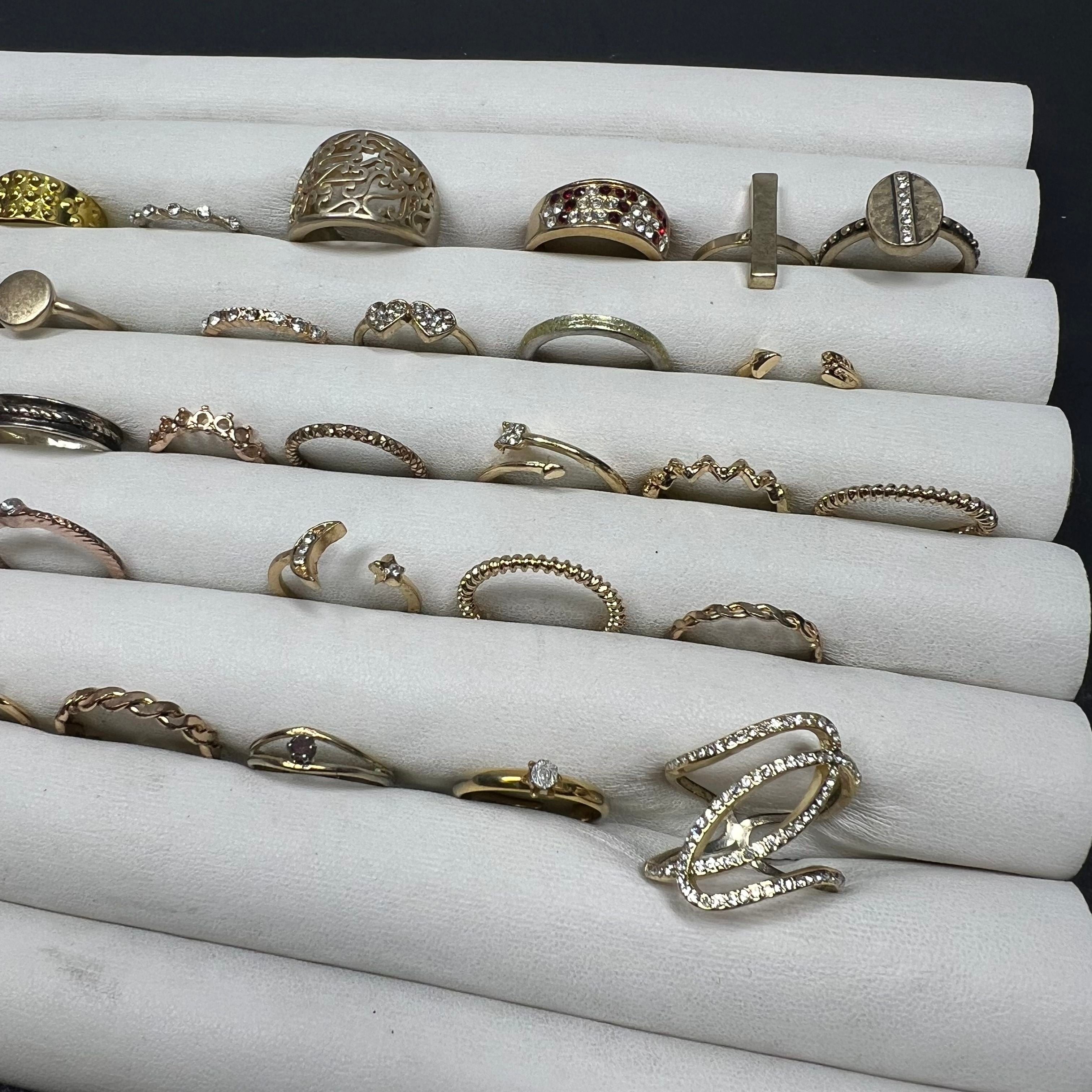 Lot of Gold Tone Rings Sizes Vary Styles Assorted