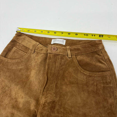 Hugo Buscati Brown Vintage Y2K Suede Leather High Rise Straight Pants Women's 4