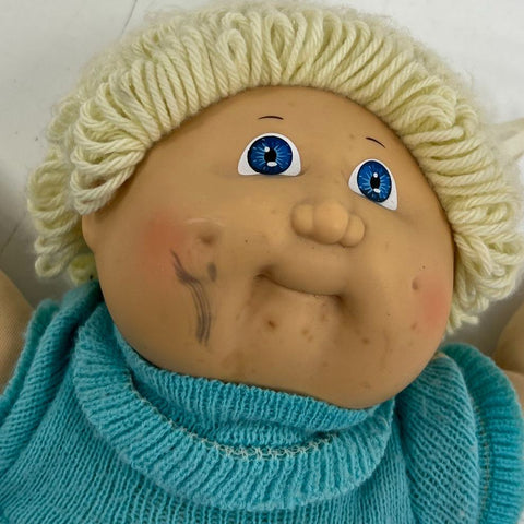 Vintage 1982 Cabbage Patch Kid Coleco Doll Blonde Hair Blue Eyes Xavier Roberts