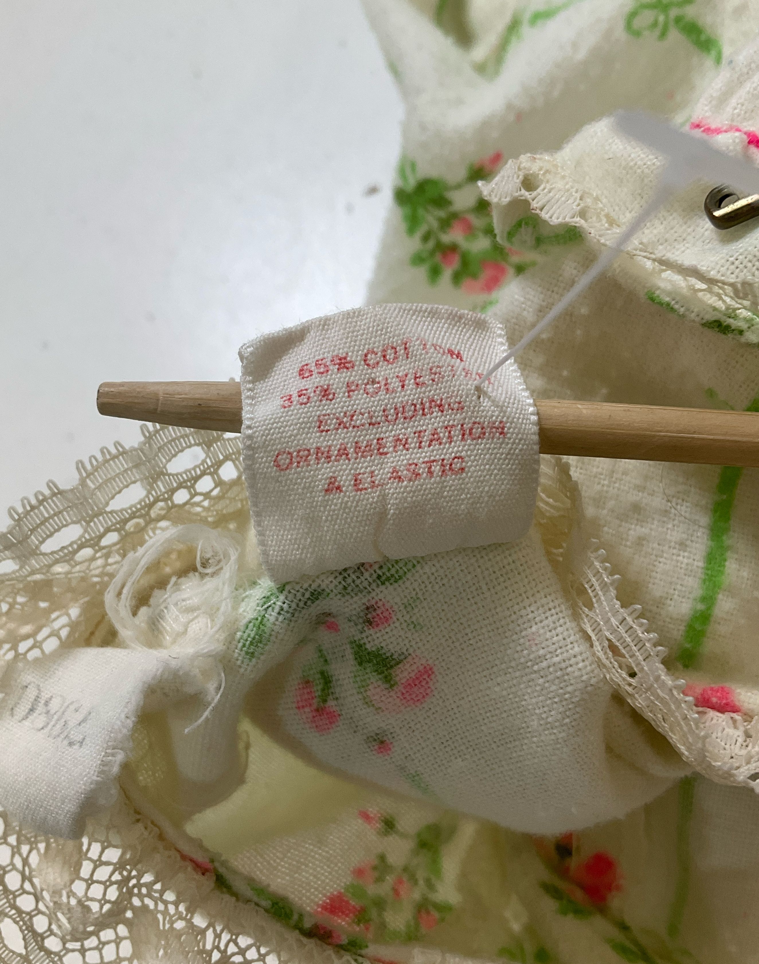 Her Majesty White Pink Floral Green Striped Flannel Nightgown Girl's 6 Vintage