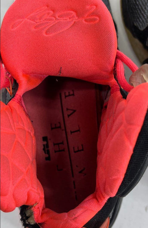 Nike LeBron 12 Instinct Black Crimson Basketball Shoes Size 8.5 COA