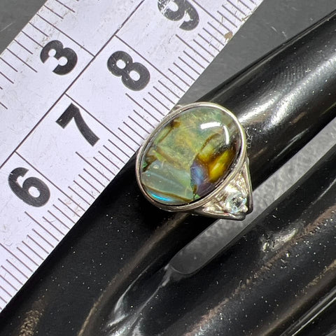 Avon Sterling Silver Abalone & Gemstone Ring Size 7 4g