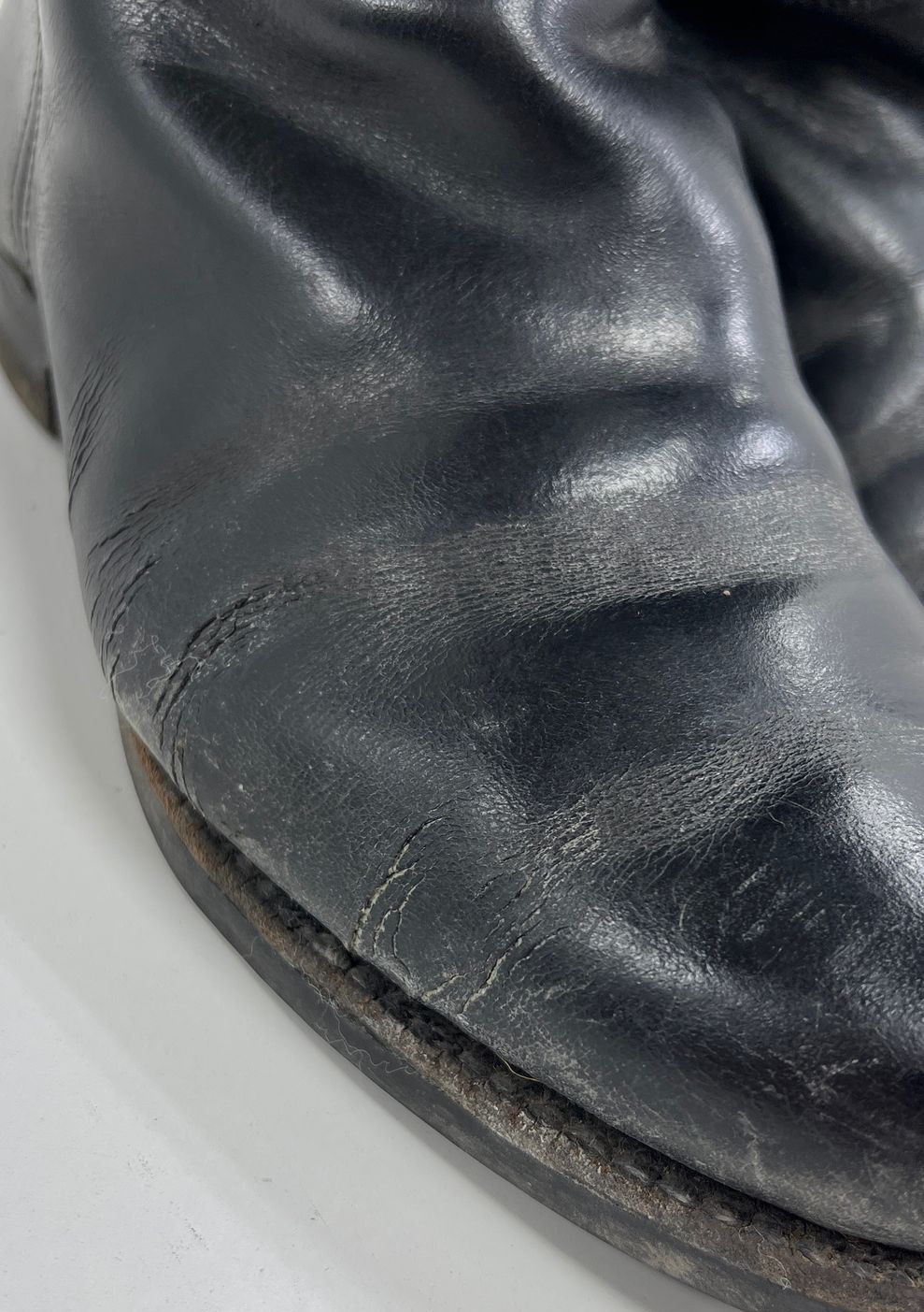 LB Vibram Black Leather Boots In Blue Sherpa Lined Travel Bag