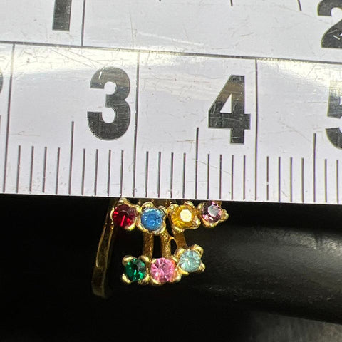 Vintage Gold Plated Multi-Color Rhinestone Cluster Spray Ring Size 6.5 1.3g