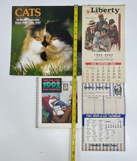 Vintage Calendar Lot 7pc 1929-1992 The Far Side Cats Liberty Schoeller's