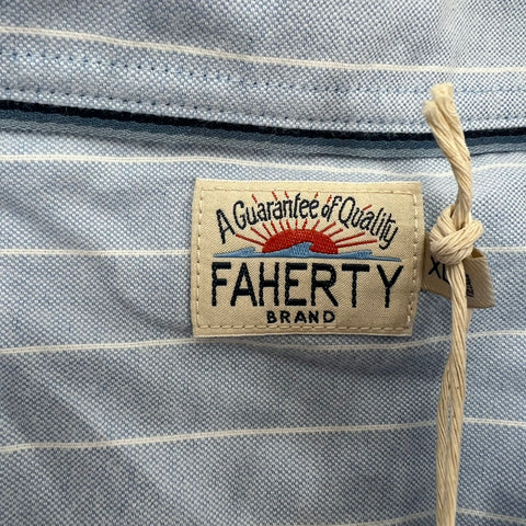 NWT Faherty Stretch Oxford 2.0 Cloud Chalk Stripe Button Down Shirt Sz XL
