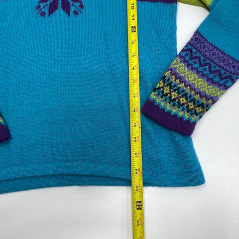 Alpaca Imports Vtg Y2K Colorblock Fair Isle Alpaca Wool Sweater Womens M