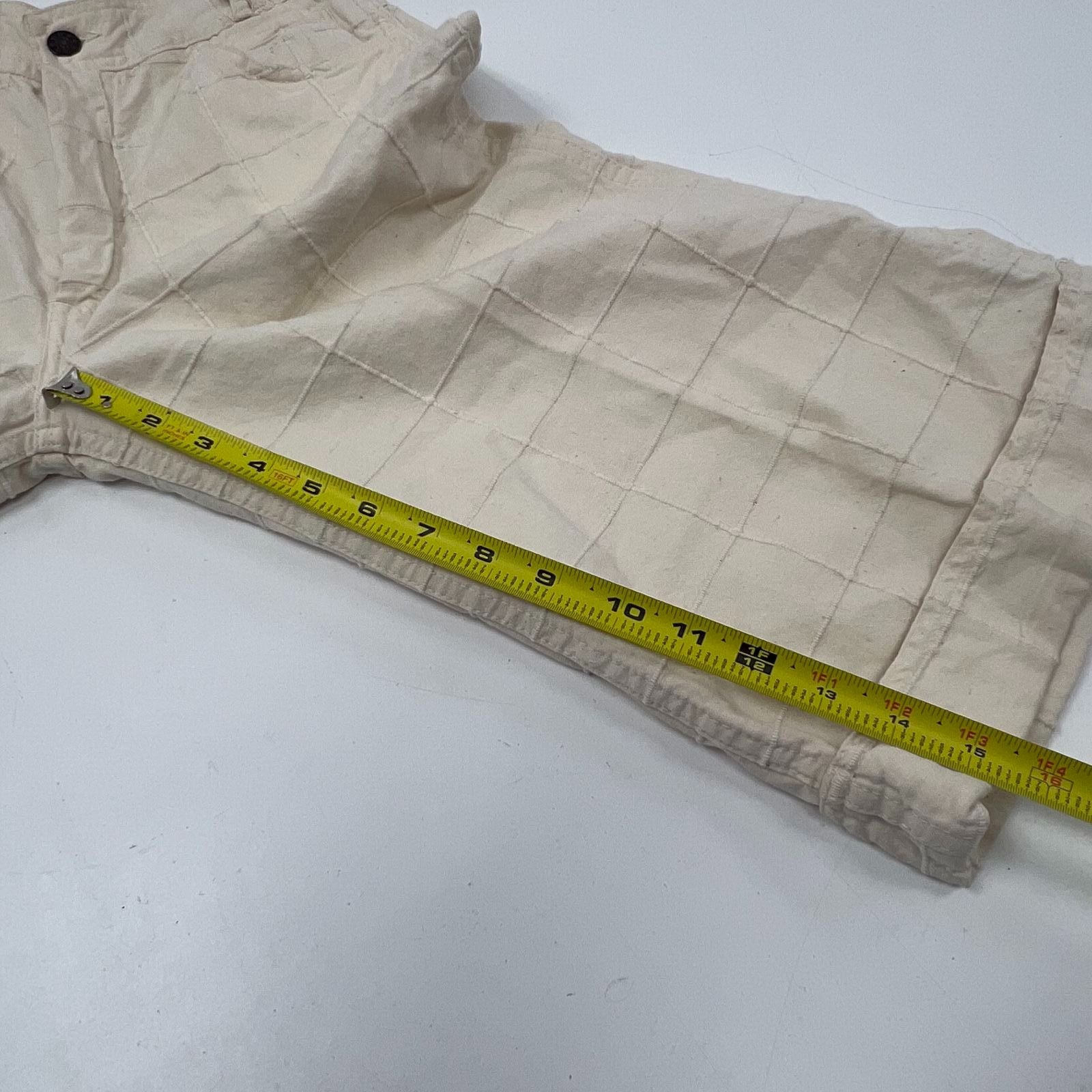 Vintage 70s Modern Juniors Cream Quilted Cotton Wide Leg Capri Pants Womens 5
