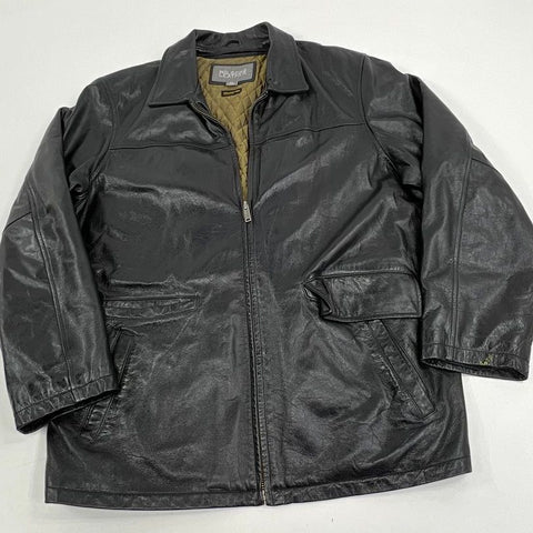 Vintage 90s Wilsons Thinsulate Quilted Lined Leather Car Coat Jacket Sz XL