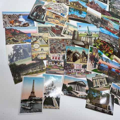 Large Lot Vintage Postcards Mixed US & International Travel Souvenir Blank