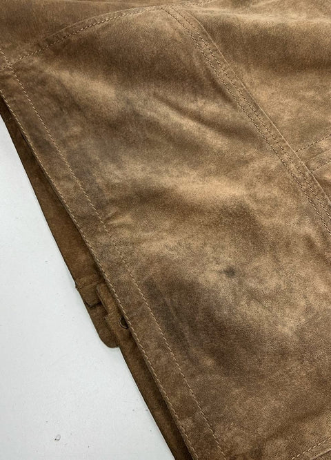 Roundtree & Yorke Brown Suede Leather Field Moto Jacket Men's Size L