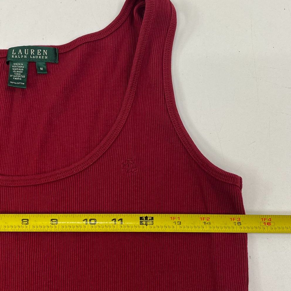 Vintage Y2K Lauren Ralph Lauren Red Peach Ribbed Tank Top Lot of 2 Women's M