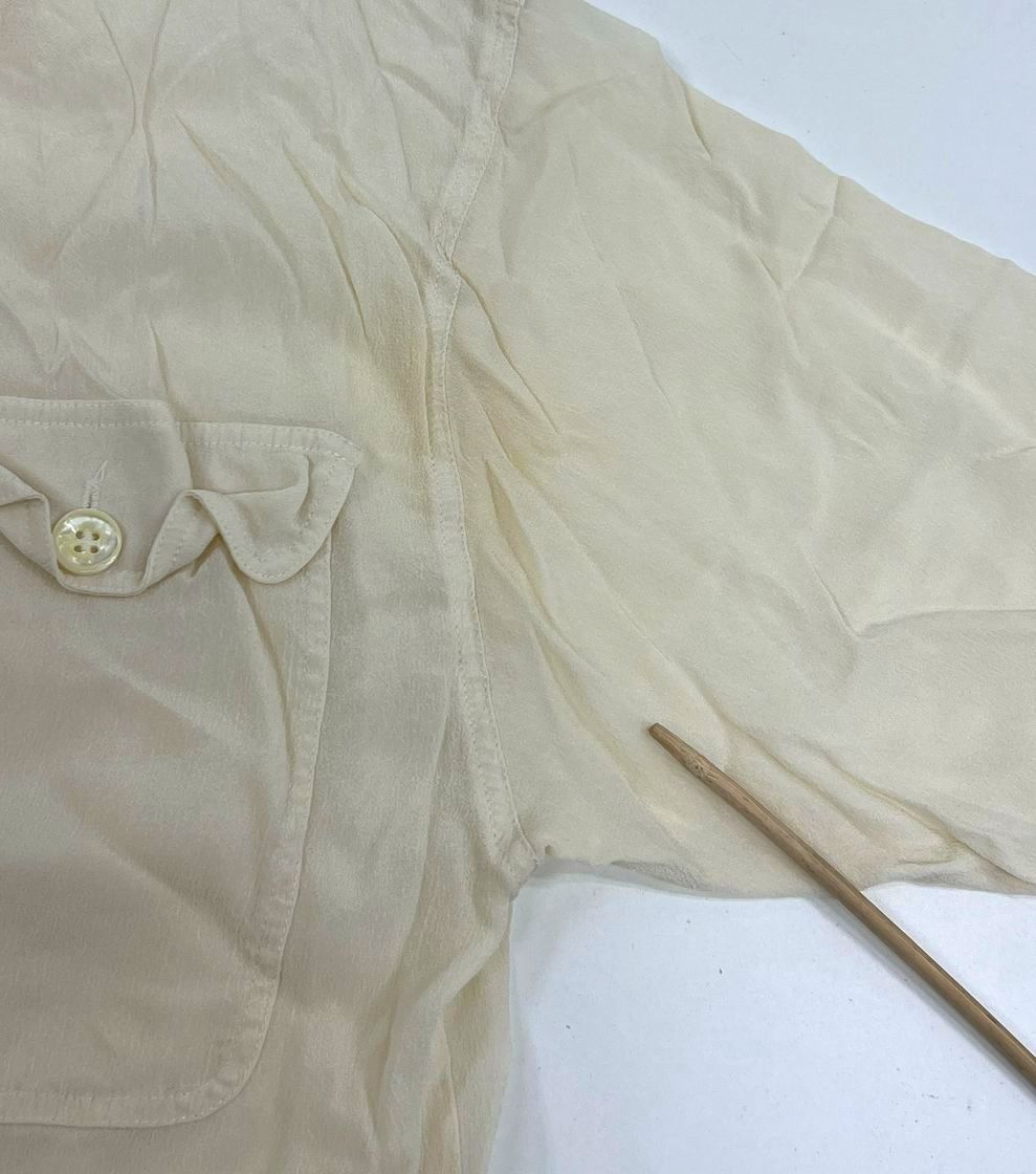 VTG Women's Dior Sheer Ivory 100% Rayon Button Up Long Sleeve Blouse - Size 8