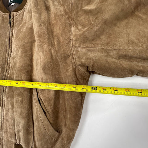 Vintage 80s Hammacher Schlemmer Suede Leather Bomber Jacket Made in USA Sz M