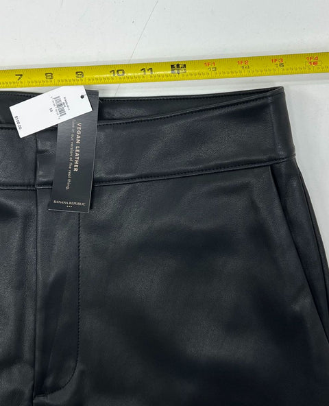 Banana Republic Lot 2 Black Taupe Vegan Leather Straight Pants Womens 10 NWT
