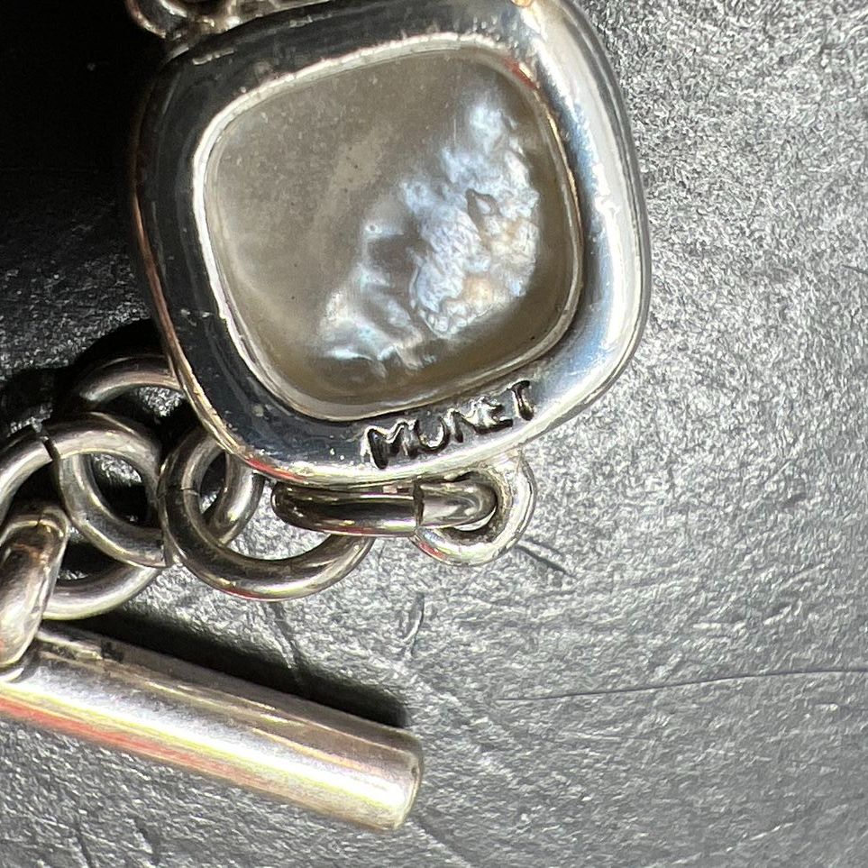 Monet Mother of Pearl Silver tone Bracelet