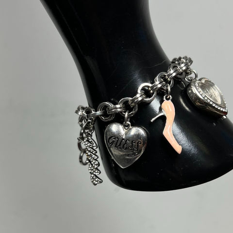 Guess Shoe Bag Charm Bracelet Heart Watch New Battery