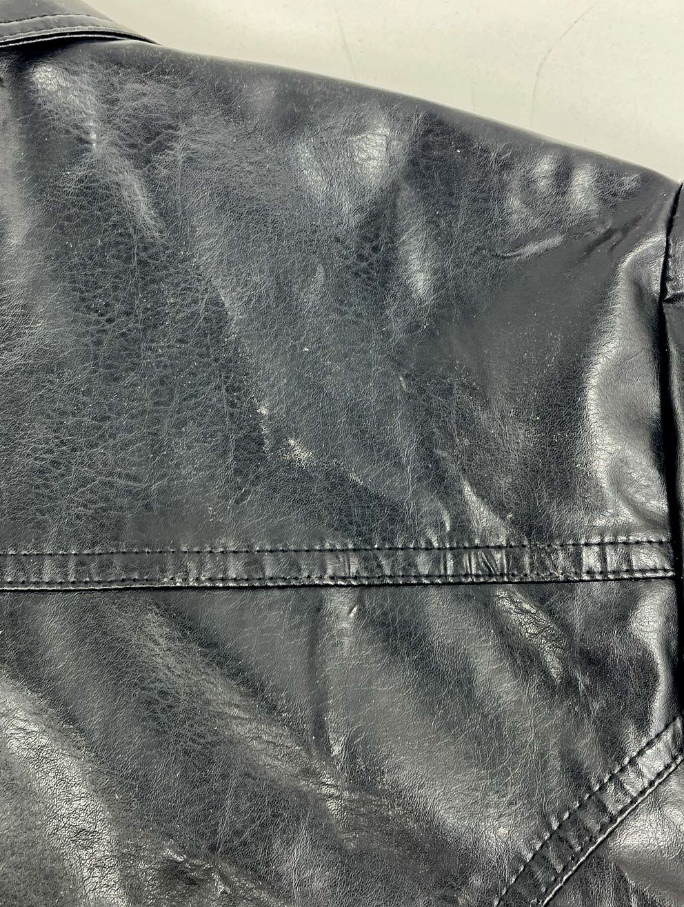 Outer Edge Black Faux Leather Belted Moto Jacket Coat Women's XL
