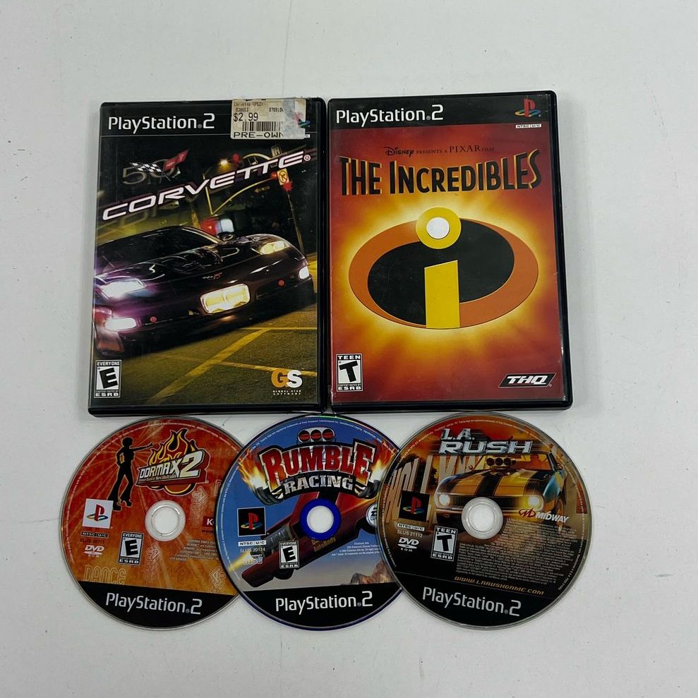 Sony Playstation 2 PS2 Mixed Games Lot in Cases UNTESTED The Incredibles DDRMAX2