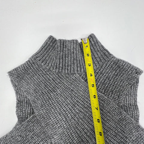 Express Gray Ribbed Knit Cross Front Mock Neck Midi Sweater Dress Women's