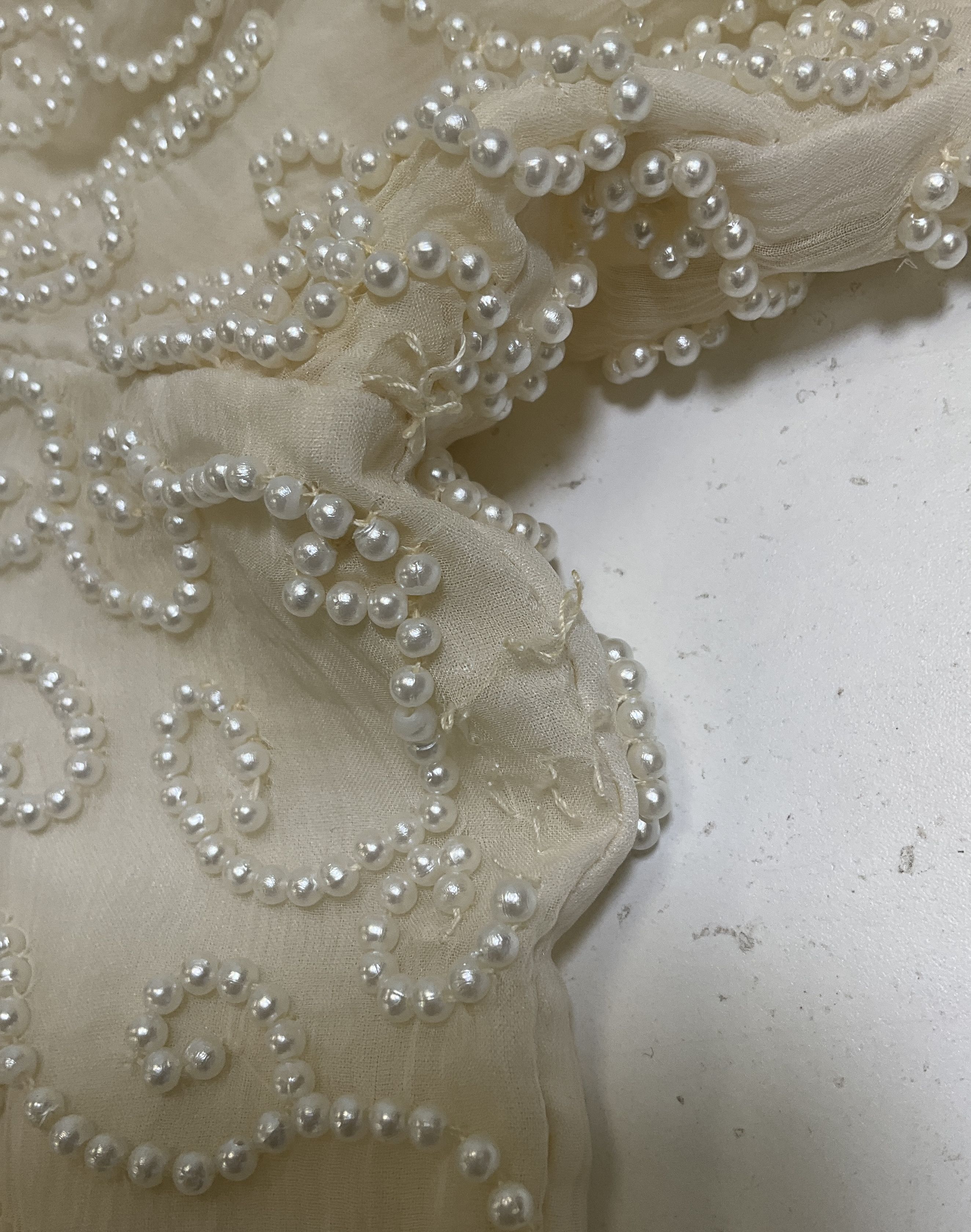 Vintage 90s Lawrence Kazar Silk Faux Pearl Beaded Formal Top Blouse Womens 3X