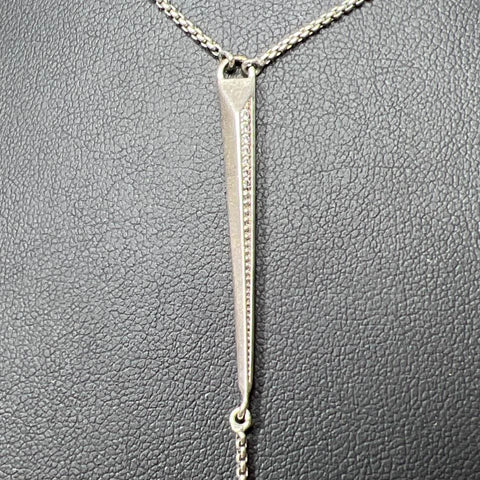 Kendra Scott Silver tone Y Drop Rhinestone Necklace 7.5g
