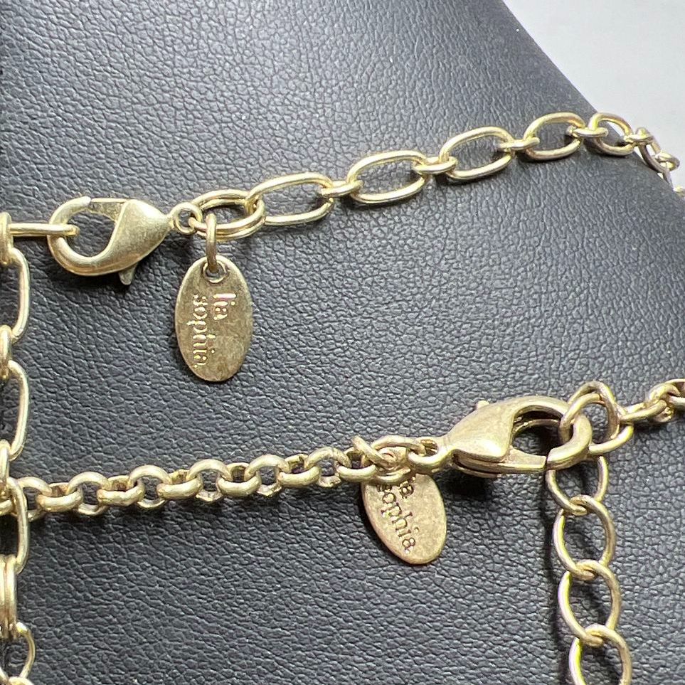 2 Lia Sophia Yellow Petals & Circles Chain Necklaces