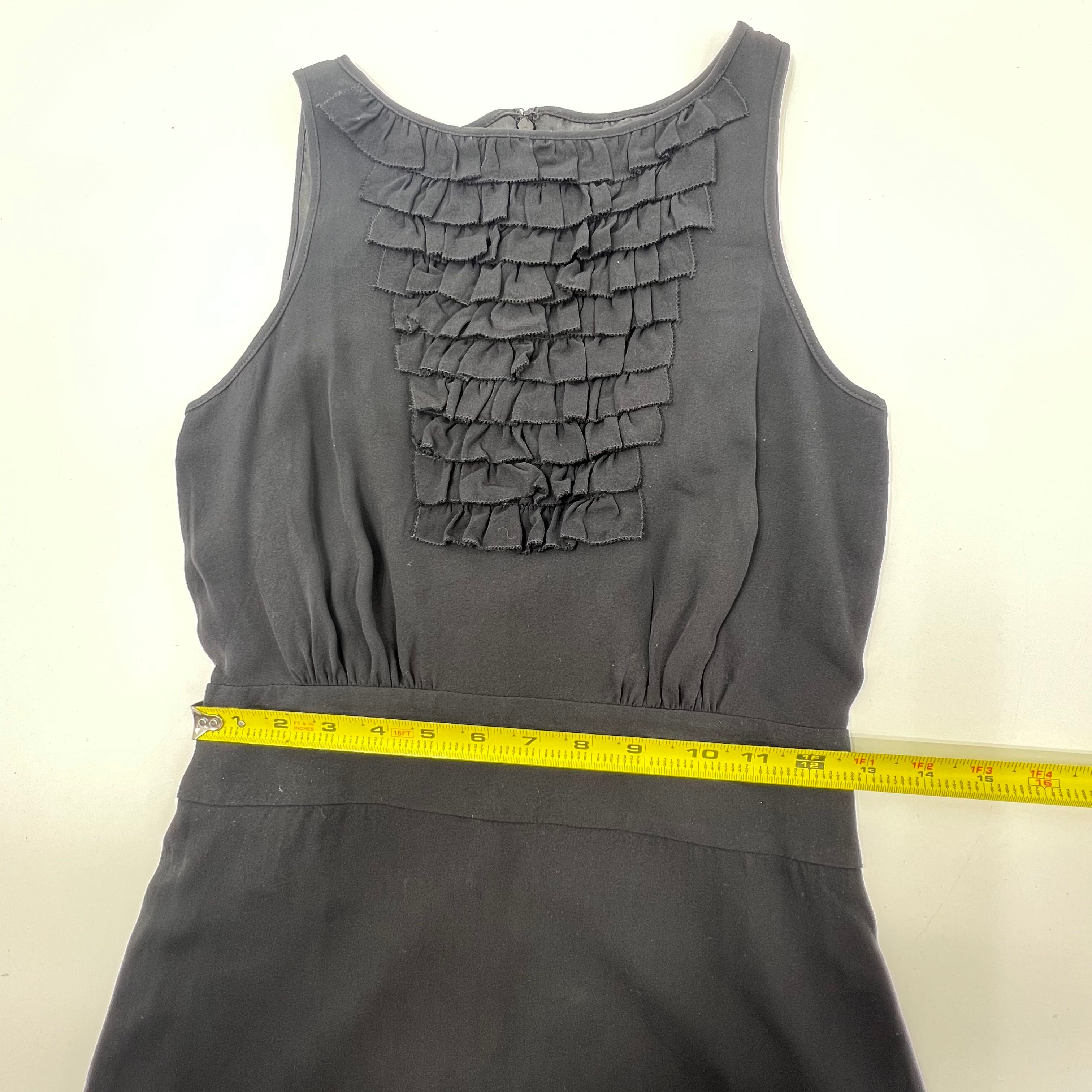 Tory Burch Black Sleeveless Silk Ruffle Casual Dress Women's Size 2