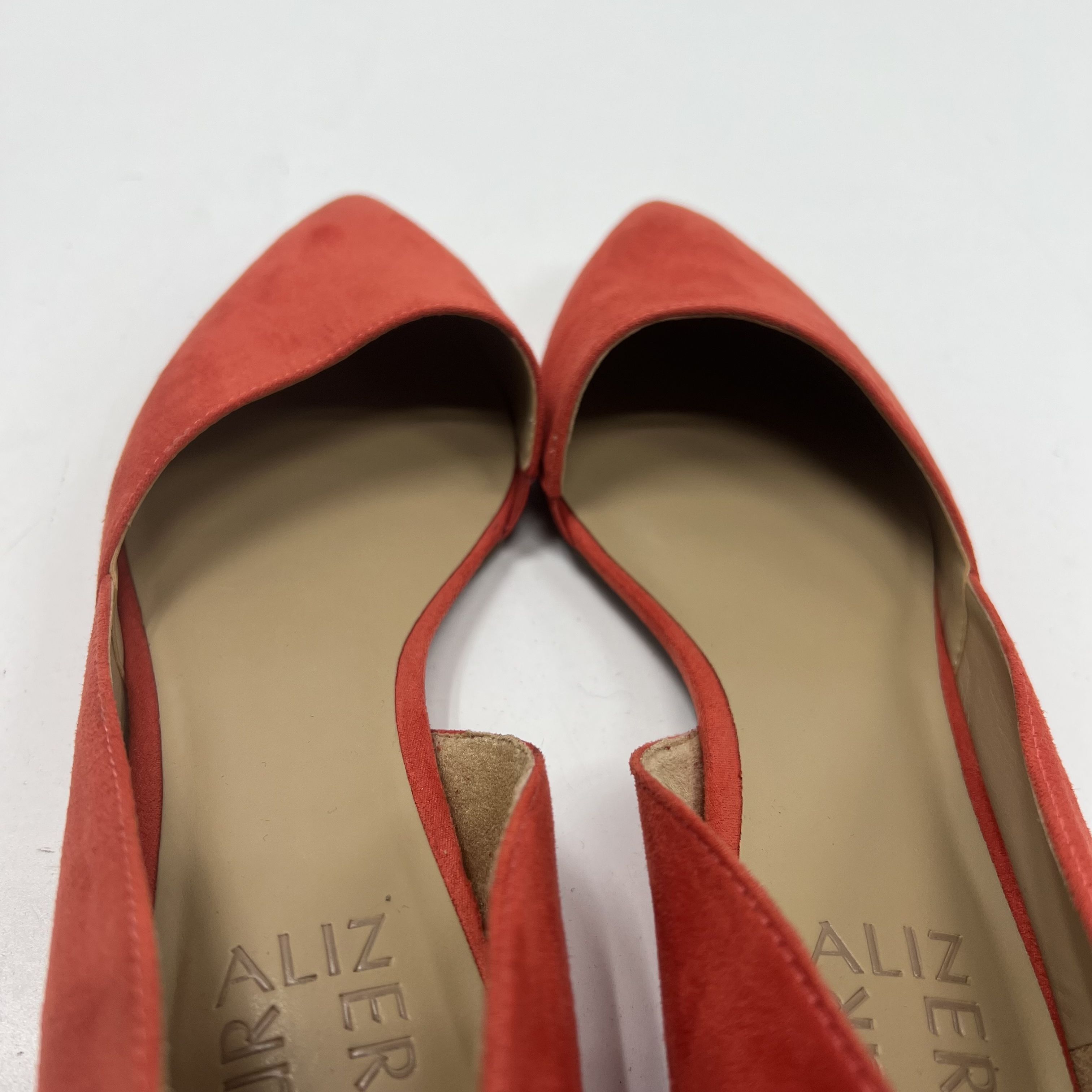 Naturalizer Tennessee Mango Orange Suede D'Orsay Pointed Toe Flats NIB Size 8M