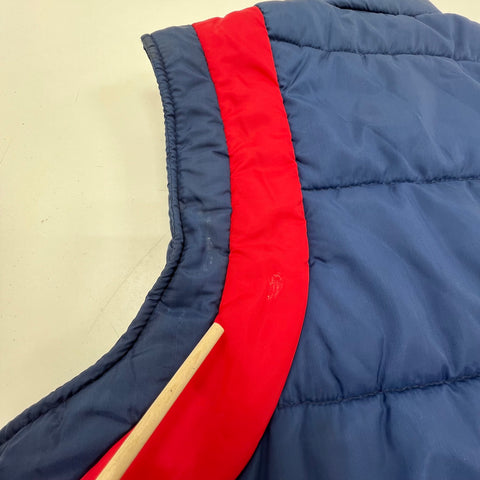 Vintage 70s Montgomery Ward Blue Red Colorblock Puffer Vest Mens L