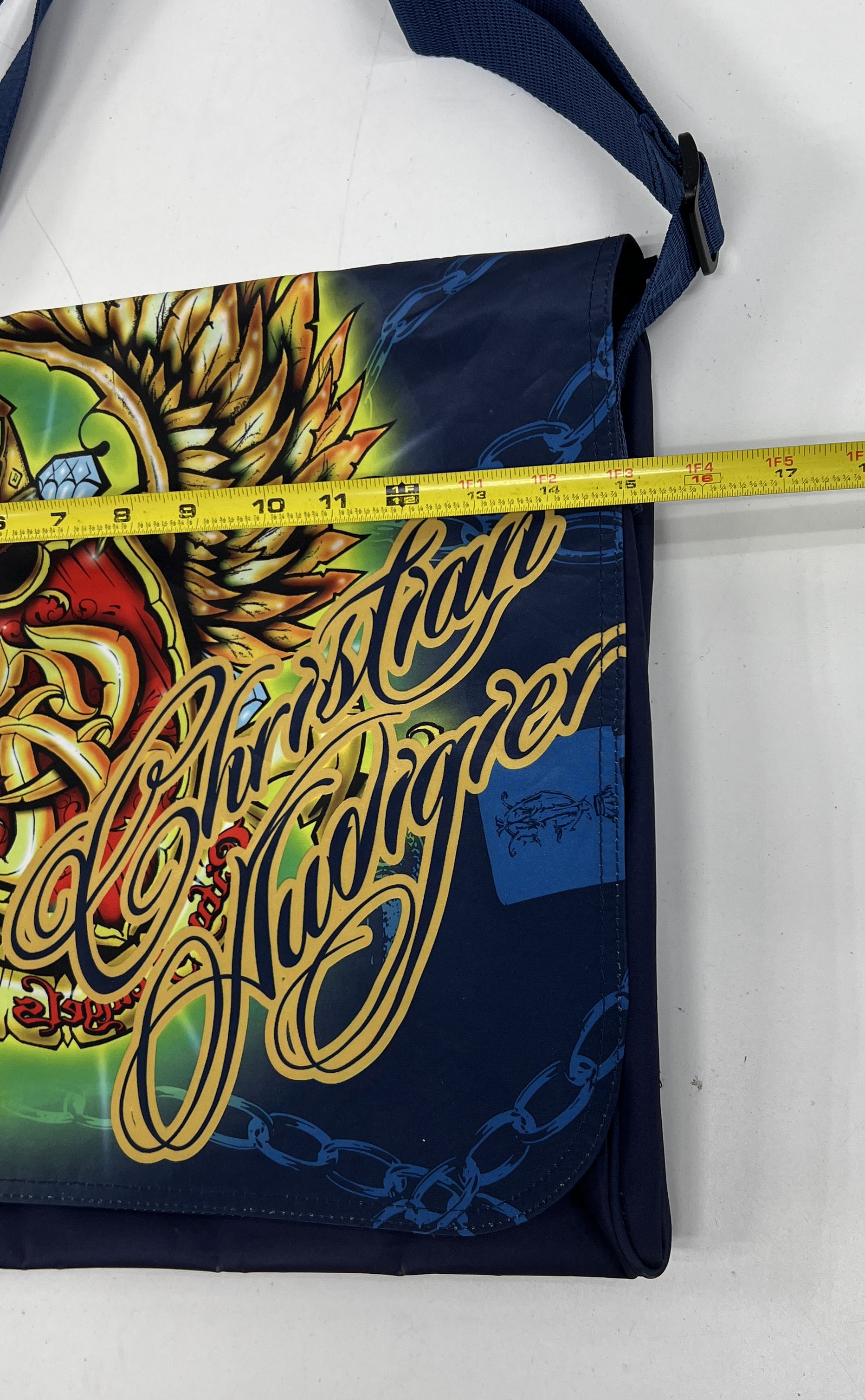 Y2K Vintage Christian Audigier Tattoo Heart Graphic Messenger Bag