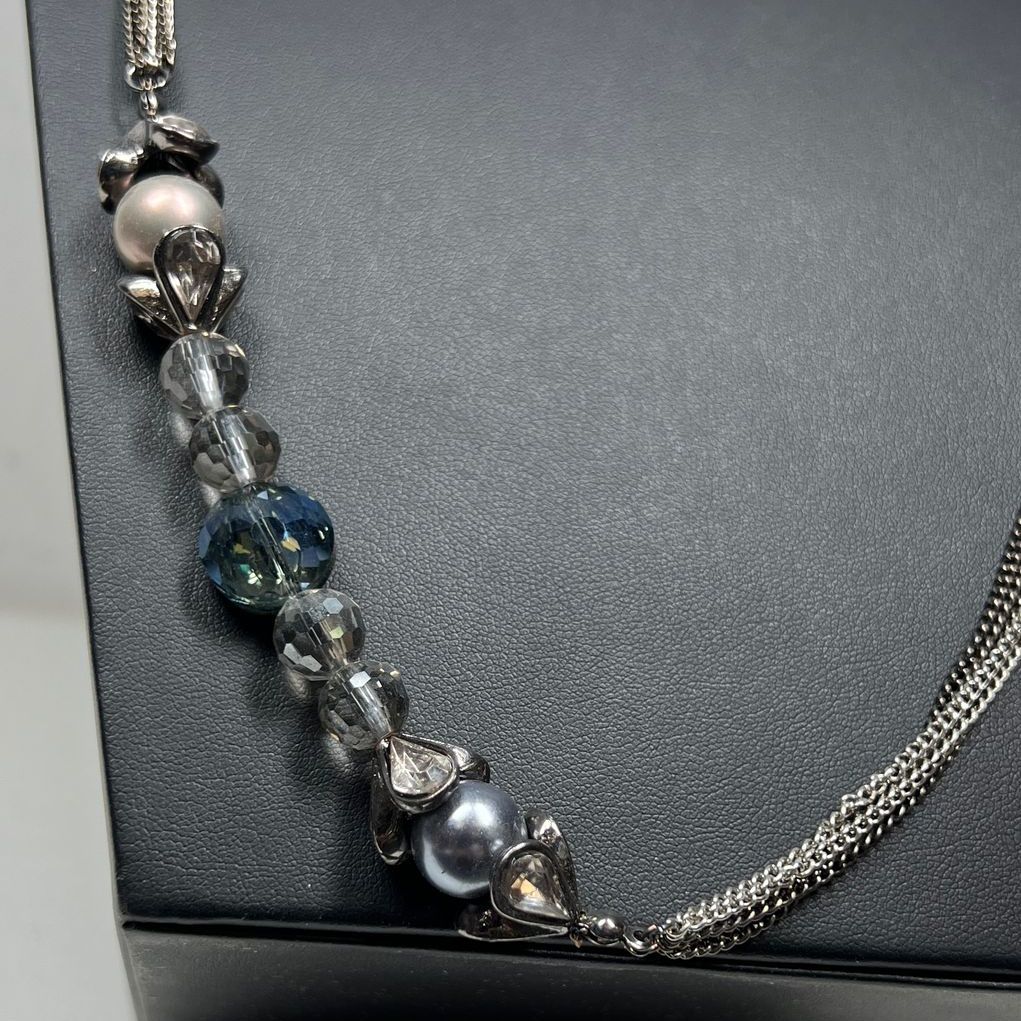 Simply Vera Wang Blue & Grey Multifaceted Faux Pearl Beaded Necklace