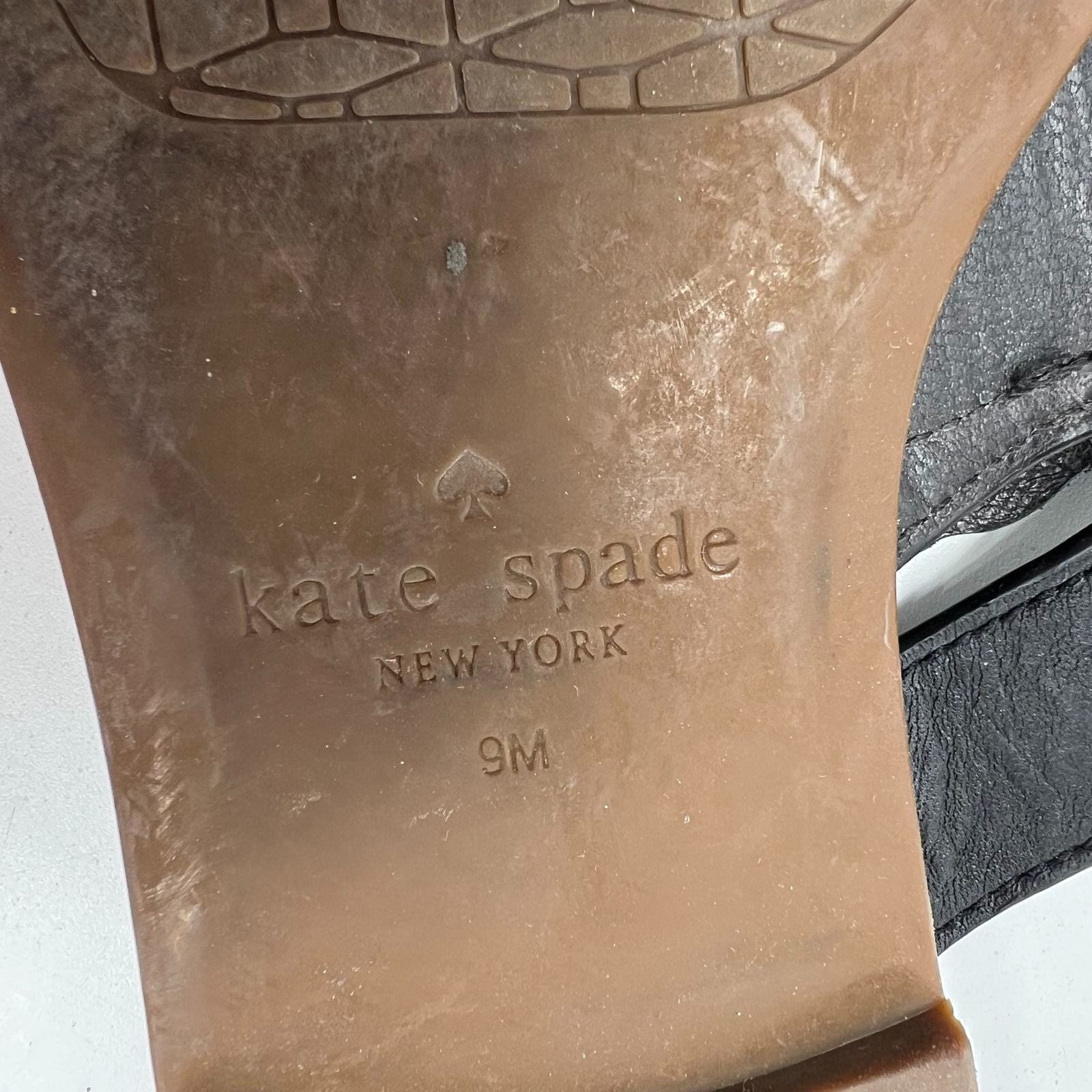 Kate Spade Black Leather Jeweled Bow Thong Sandals Womens Size 9
