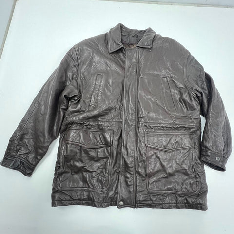 Vintage 90s Mirage Brown Genuine Leather Thinsulate Field Jacket Coat Mens XL