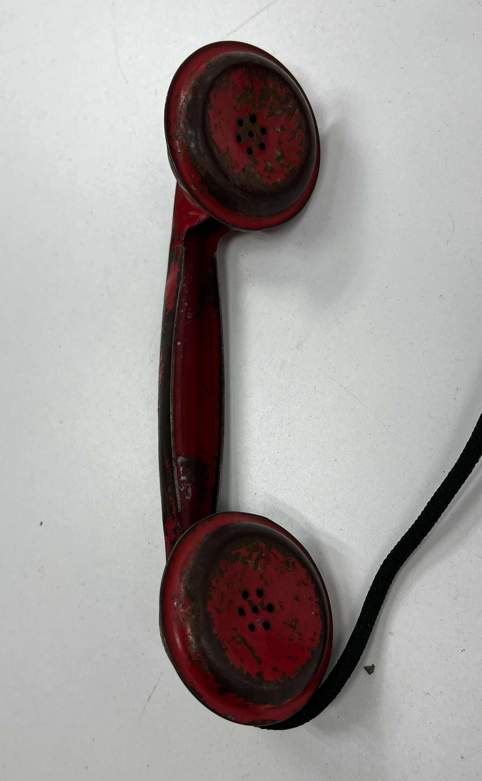 Collectible Vintage Children's Red Painted Metal Rotary Telephone Toy
