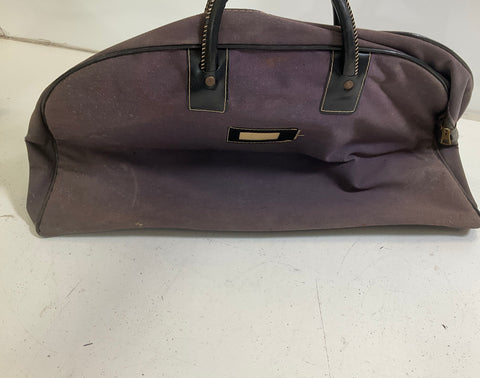 Vintage Holland-America Line Tourist Class Travel Bag Canvas Mid Century Luggage