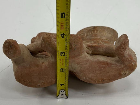 Vintage Pre-Columbian Style Terracotta Figurine Seated Couple Sculpture 4.5"W