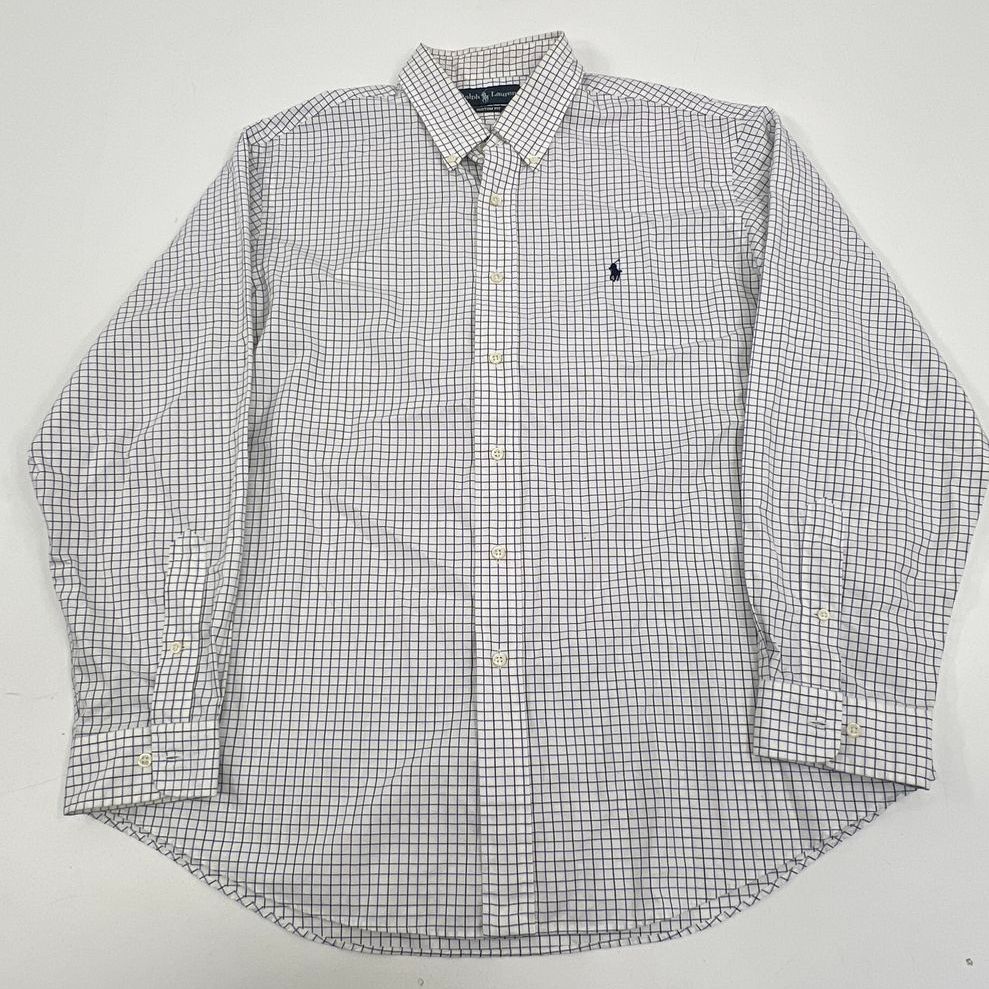 Ralph Lauren Mens Button Up Dress Shirt Lot 2 Mixed Sizes Plaid Pinstripe Cotton