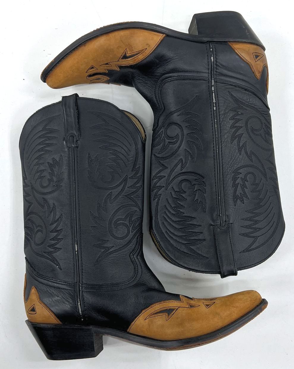Women's Durango Black & Brown Genuine Leather Western Pull On Boots Size 10M