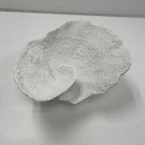 Large White Faux Coral Decorative Bowl Sculpture Coastal Nautical Centerpiece
