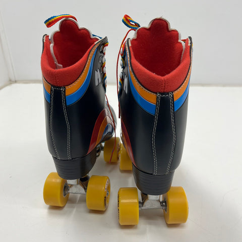 Moxi Rainbow Rider Black Rainbow Quad Roller Skates Size 6