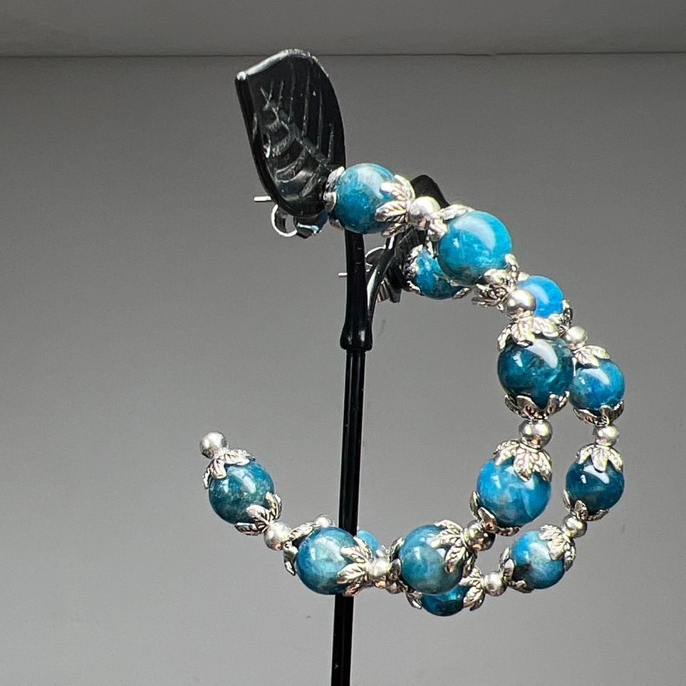 Blue Apatite Stone Beaded Earrings NWT