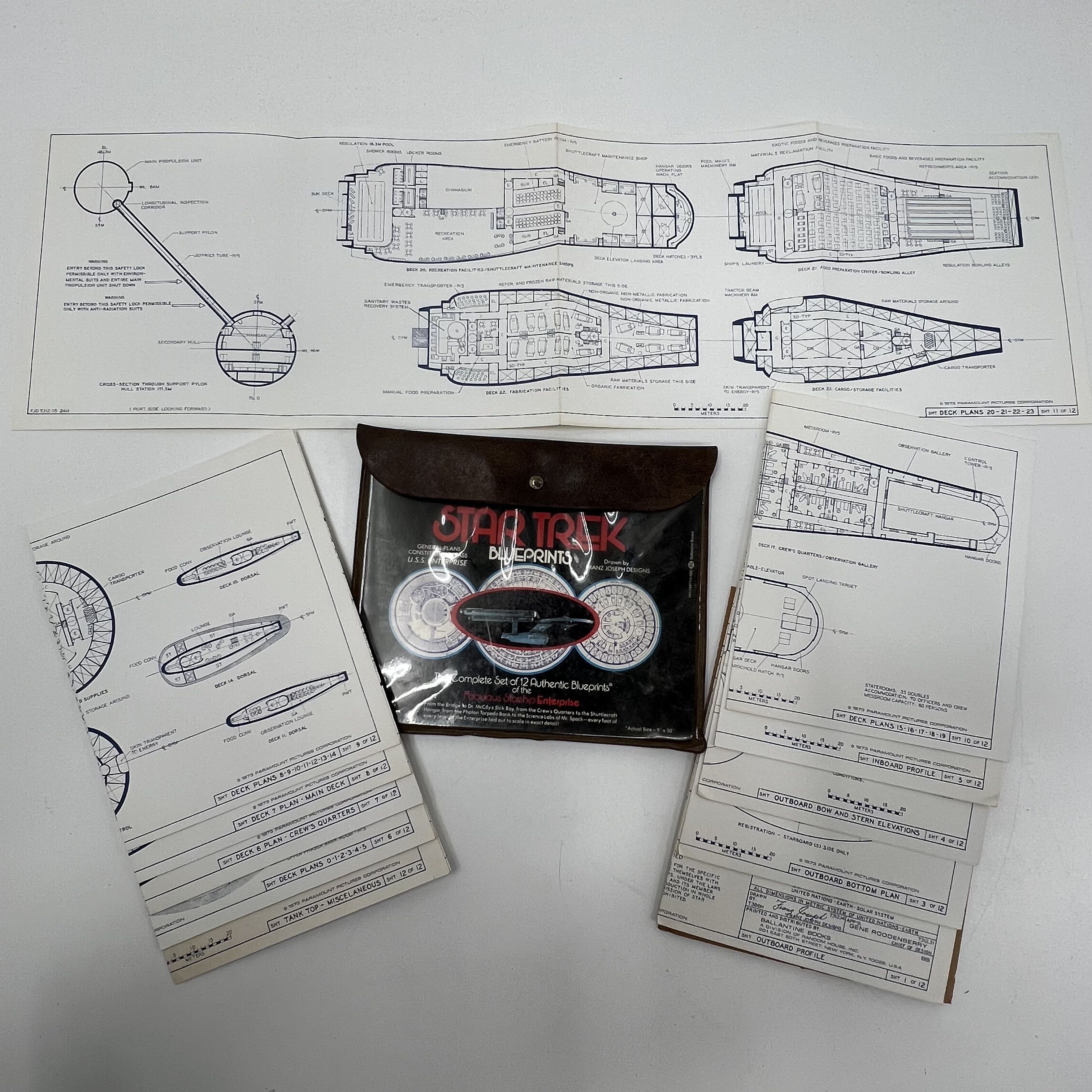 Vintage 1973 Star Trek Blueprints Franz Joseph USS Enterprise Complete Set