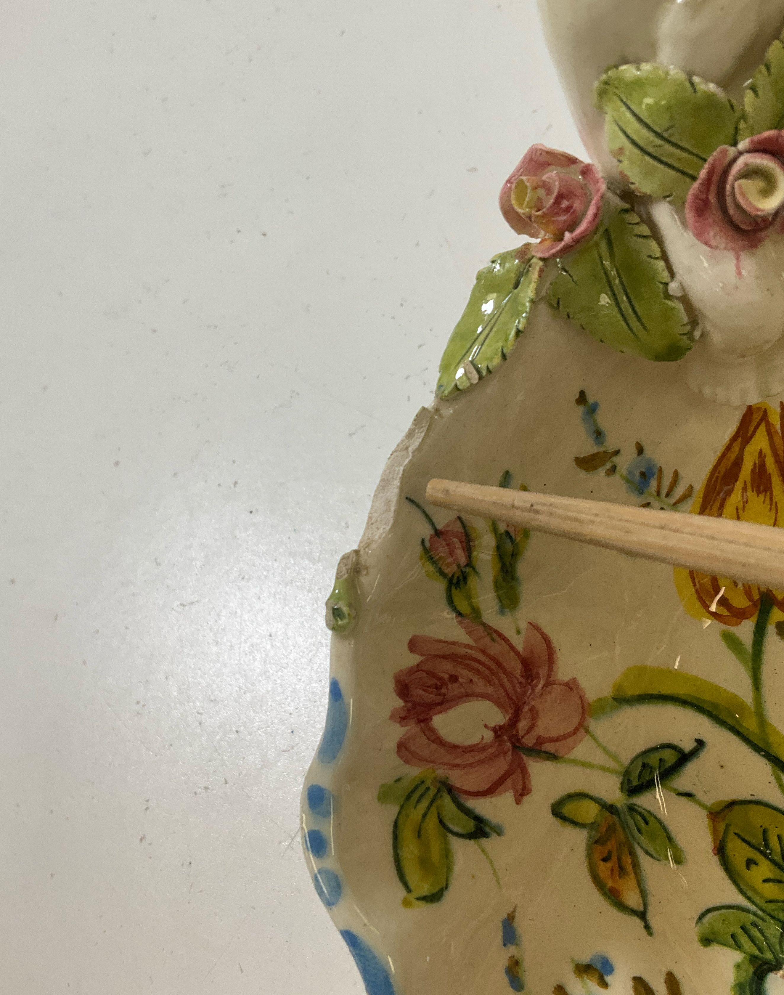 Majolica Capodimonte Style Nove Rose Cherub Dish Italian Renaissance Revival Vtg