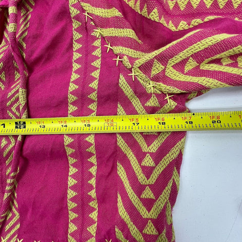 Maeve Anthropologie Embroidered Tiered Tunic Dress Geometric Boho Sz XS
