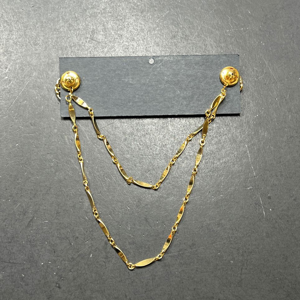 Kollarkeeper Gold Tone Collar Pins Chain NWT