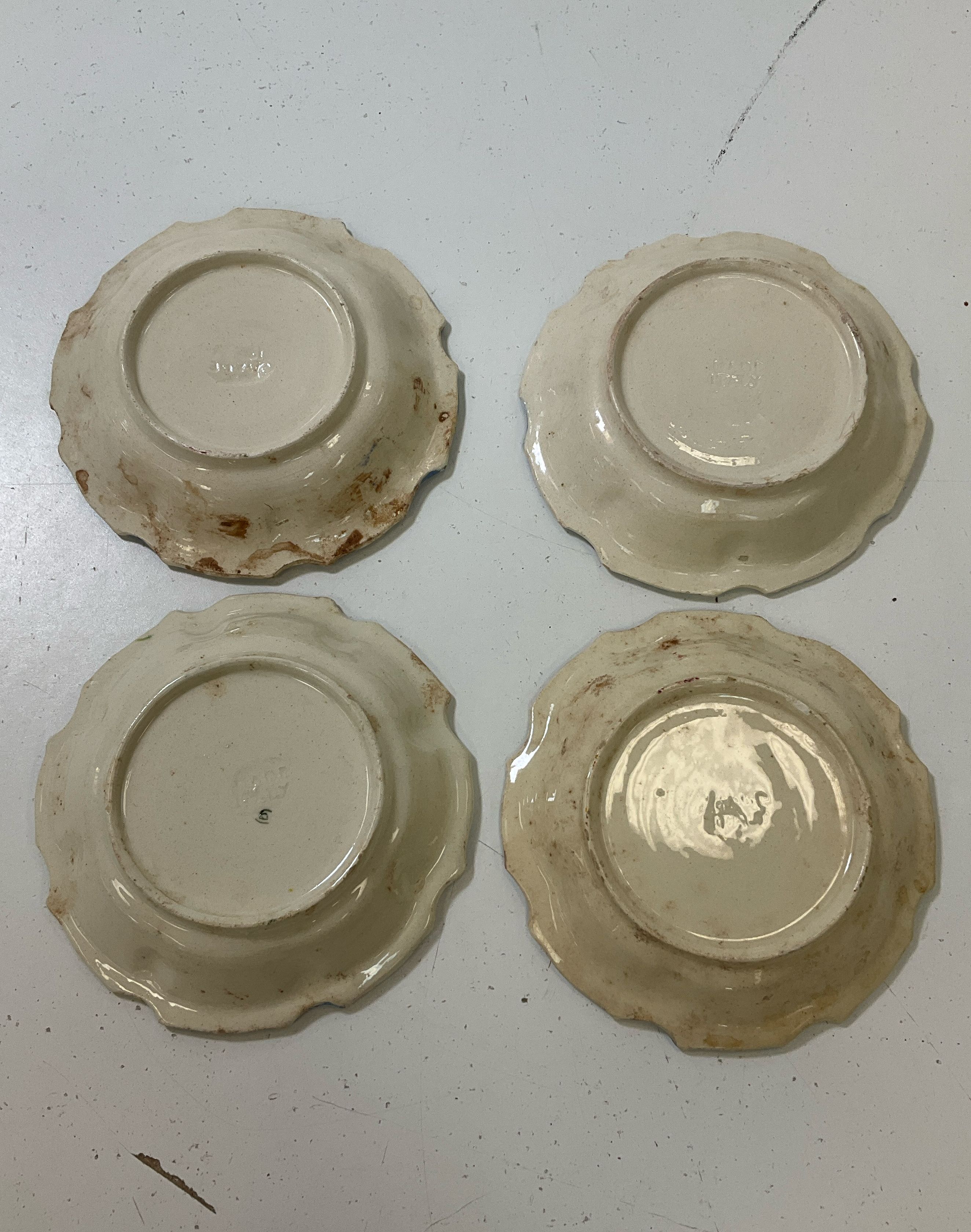 4 Vintage Majolica Nove Rose Italian Renaissance Revival Berry Dessert Bowls